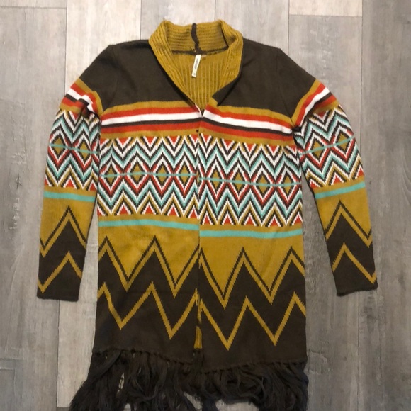 leshop Sweaters - Women’s long fringe Aztec sweater cardigan